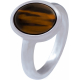 Bague en acier - il de tigre - cabochon oval 9x11mm - T50 à 64