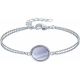 Bracelet en acier - blue lace agate  - cabochon oval 9x11mm - deux rangs - 16+4cm