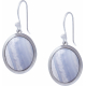 Boucles d'oreille en acier - blue lace agate - cabochon oval 9x11mm