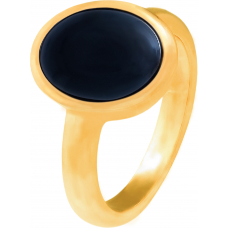 Bague en acier doré - onyx - cabochon oval 9x11mm - T50 à 64