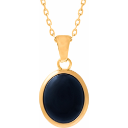 Collier en acier doré - onyx - cabochon oval 9x11mm - 40+5cm