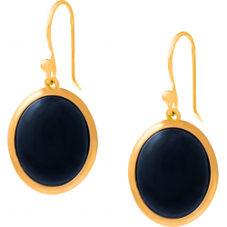 Boucles d'oreille en acier doré - onyx - cabochon oval 9x11mm