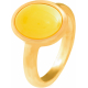 Bague en acier doré - agate jaune - cabochon oval 9x11mm - T50 à 64