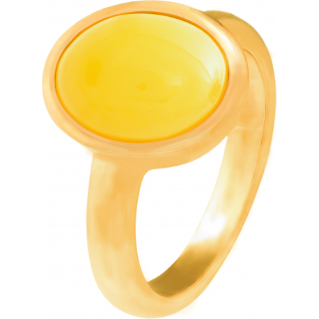 Bague en acier doré - agate jaune - cabochon oval 9x11mm - T50 à 64