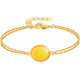 Bracelet en acier doré - agate jaune - cabochon oval 9x11mm - deux rangs - 16+4cm