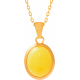 Collier en acier doré - agate jaune - cabochon oval 9x11mm - 40+5cm