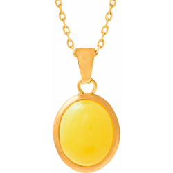 Collier en acier doré - agate jaune - cabochon oval 9x11mm - 40+5cm