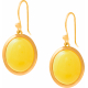 Boucles d'oreille en acier doré - agate jaune - cabochon oval 9x11mm