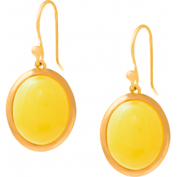 Boucles d'oreille en acier doré - agate jaune - cabochon oval 9x11mm
