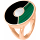 Bague acier doré - onyx - malachite - nacre blanche - diamètre 20mm - T50 à 64