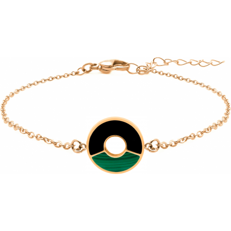 Bracelet acier doré - onyx - malachite - diamètre 20mm - 16+4cm