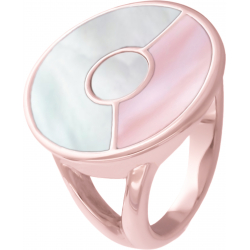 Bague acier rosé - nacre blanche - nacre rose - nacre blanche - diamètre 20mm - T50 à 64