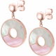 Boucles d'oreille acier rosé - nacre rose - nacre blanche - diamètre 20mm