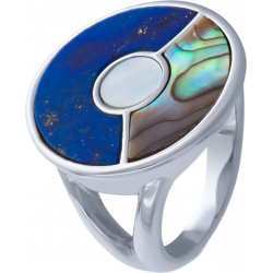 Bague acier - lapis lazuli - nacre abalone - nacre blanche - diamètre 20mm - T50 à 64