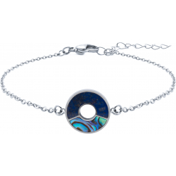 Bracelet acier - lapis lazuli - nacre abalone - diamètre 20mm - 16+4cm