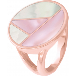 Bague acier rosé - nacre blanche - nacre rose - diamètre 20mm - T50 à 64