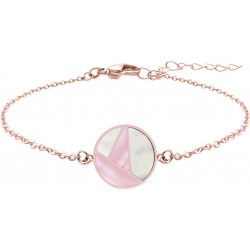 Bracelet acier rosé - nacre blanche - nacre rose - diamètre 20mm - 16+4cm