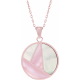 Collier acier rosé - nacre blanche - nacre rose - diamètre 25mm - 16+4cm