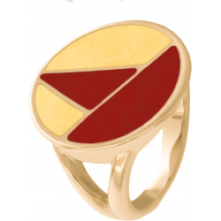 Bague acier doré - cornaline - agate jaune - diamètre 20mm - T50 à 64