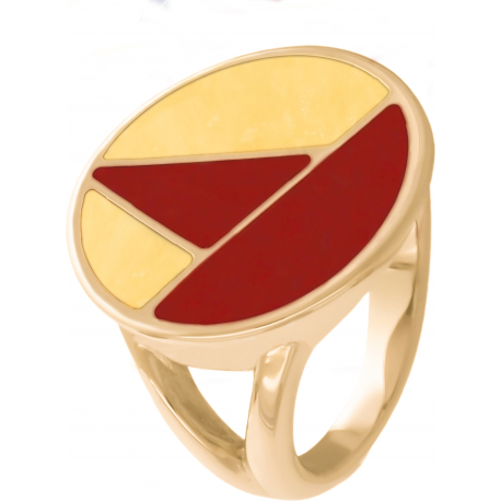 Bague acier doré - cornaline - agate jaune - diamètre 20mm - T50 à 64