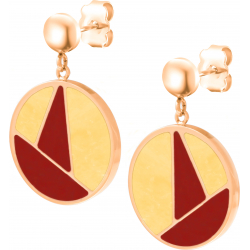 Boucles d'oreille acier doré -  cornaline - agate jaune - diamètre 20mm