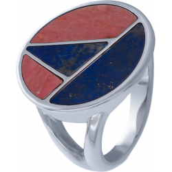 Bague acier - rhodonite - lapis lazuli - diamètre 20mm - T50 à 64