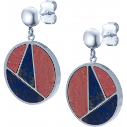 Boucles d'oreille acier - rhodonite - lapis lazuli - diamètre 20mm