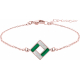 Bracelet acier rosé - hauteur : 20mm - largeur : 20mm - malachite - nacre blanche - 16+5cm