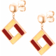 Boucles d'oreilles acier doré - hauteur : 20mm - largeur : 20mm - agate jaune - cornaline