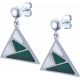 Boucles d'oreille acier - malachite - nacre - triangle 18mm de côté