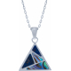 Collier acier - lapis lazuli - nacre abalone - triangle 20mm de côté - 45+5cm