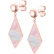 Boucles d'oreille acier rosé - nacre rose - nacre blanche - hauteur : 20mm - largeur : 17mm