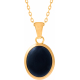 Collier en acier doré - onyx - cabochon oval 9x11mm - 40+5cm