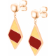 Boucles d'oreille acier doré - cornaline - agate jaune - hauteur : 20mm - largeur : 17mm