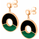 Boucles d'oreille acier doré - onyx - malachite - diamètre 20mm