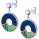 Boucles d'oreille acier - lapis lazuli - nacre abalone - diamètre 20mm