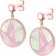 Boucles d'oreille acier rosé -  nacre blanche - nacre rose - diamètre 20mm