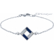Bracelet acier - hauteur : 20mm - largeur : 20mm - lapis lazuli - nacre blanche - 16+5cm