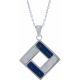 Collier acier - hauteur : 25mm - largeur : 25mm - lapis lazuli - nacre blanche - 45+5cm