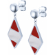 Boucles d'oreille acier - cornaline - nacre - hauteur : 20mm - largeur : 17mm