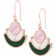 Boucles d'oreille acier rosé - nacre rose - howlite - malachite - hauteur : 20mm - largeur : 20mm