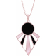 Collier acier rosé - onyx - nacre rose - hauteur : 42mm - largeur : 30mm - 45+5cm