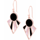 Boucles d'oreille acier rosé - onyx - nacre rose - hauteur : 22mm - largeur : 30mm