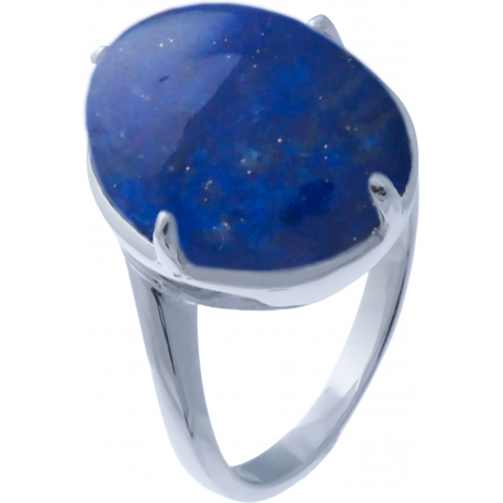 Bague argent rhodié 5,6g - lapis lazuli - cabochon 12x16mm - T52 à 64