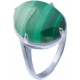 Bague argent rhodié 5,6g - malachite - cabochon 12x16mm - T52 à 64