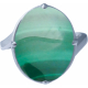 Bague argent rhodié 5,6g - malachite - cabochon 12x16mm - T52 à 64