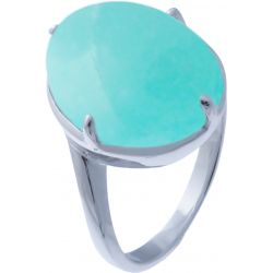 Bague argent rhodié 5,6g - amazonite - cabochon 12x16mm - T52 à 64