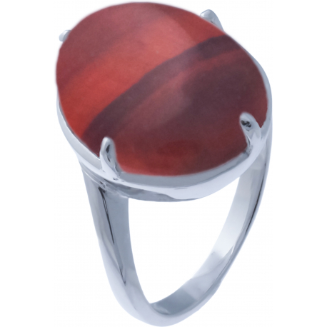 Bague argent rhodié 5,6g - il de taureau - cabochon 12x16mm - T52 à 64