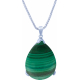 Collier argent rhodié 4,4g - malachite - cabochon 15x20mm - maille coréenne 45cm