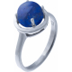 Bague argent rhodié 2,90g - lapis lazuli - cabochon rond 8mm - T50 à 64